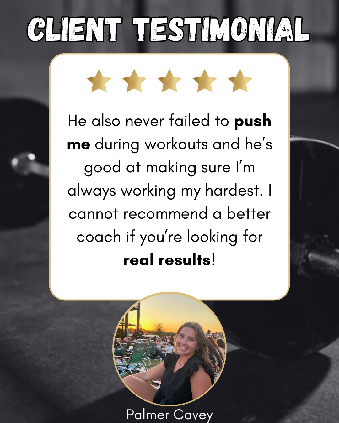 Client testimonial from Palmer Cavey